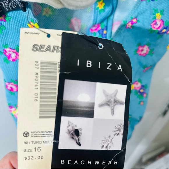 NWT Vintage 80s 90s 1 Pc Floral Swimsuit Size 16 Built In Underwire Bra PushUp - Picture 5 of 10